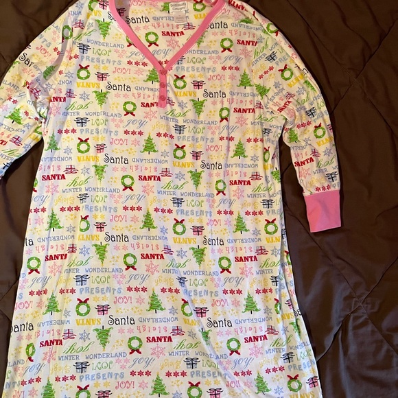 LAST CHANCE Intimate Concepts Christmas Sleep Shirt 3/4 sleeve fits like XL - Picture 1 of 3